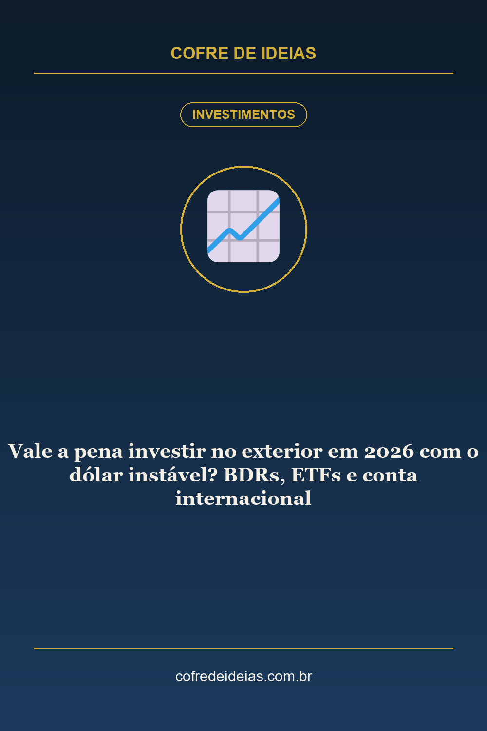 Vale a pena investir no exterior em 2026 com o dólar instável? BDRs, ETFs e conta internacional - Pin Pinterest Cofre de Ideias